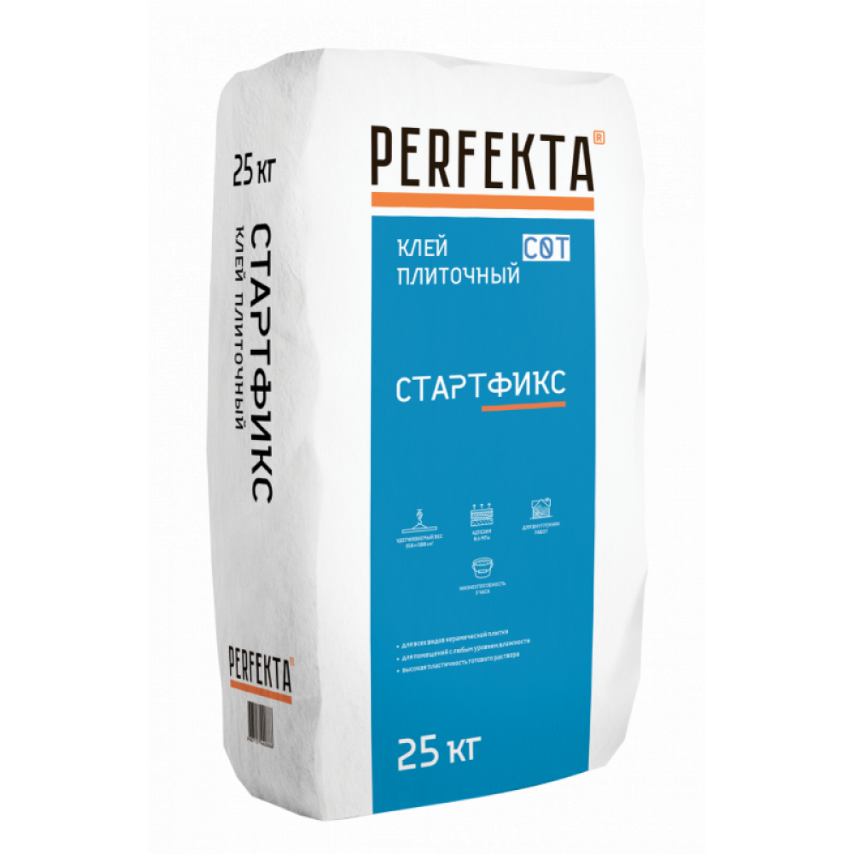 Клей плиточный без верт. сполз. Perfekta Стартфикс C0 T, 25 кг  в интернет магазине Апельсин строй г. Орел